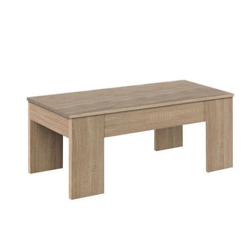 Mesa centro elevable con tapa de melamina roble canadian y amplio espacio de almacenamiento 001637F