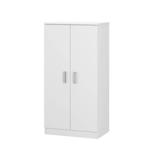 Zapatero Armario de Melamina color blanco con 2 Puertas 6 Baldas 007813O