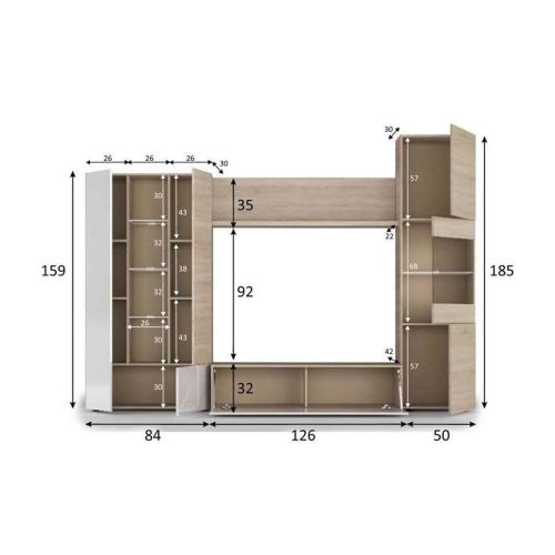 Salón Modular DISEGNO Roble Canadian y Blanco Brillo 016642F