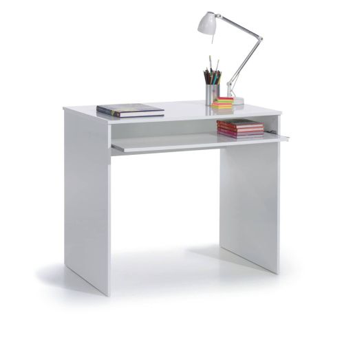 Mesa de ordenador de melamina blanca Artik con bandeja extraíble 002314A