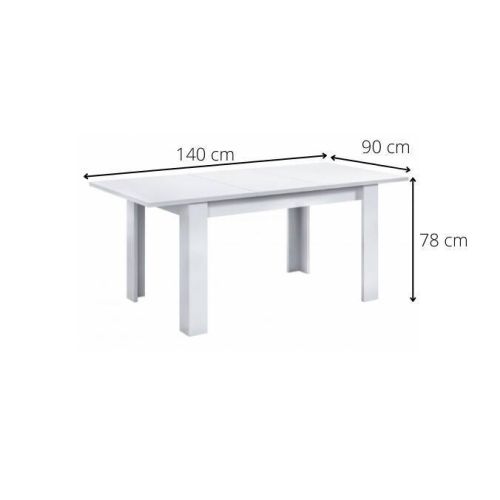 Mesa de Comedor Extensible de Melamina de Acabado Blanco Brillo 004586BO
