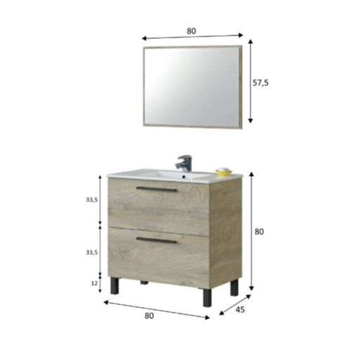 Mueble de Baño AIR 305422C de 2 Cajones y Espejo