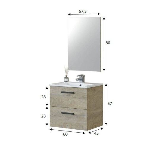Conjunto de Baño NOA 305180C Suspendido con Espejo Roble Alaska