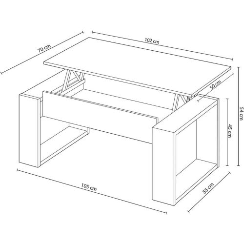 Mesa centro elevable ATTUALE en color blanco Artik 001643A