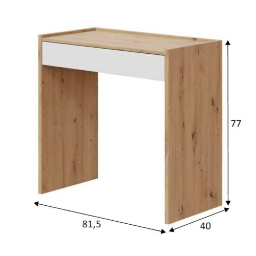 Mesa escritorio rectangular de melamina con cajón, color roble nodi y blanco, marca artik 012319W