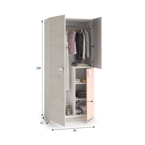 Armario NUBE de Melamina de Color blanco Alpes Gris y Rosa 0M7448Y