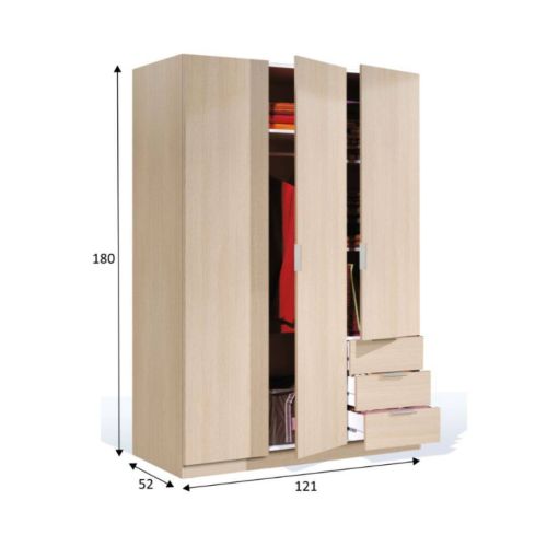 Armario de Melaminade Melamina de 3 puertas y 3 cajones LCX323R