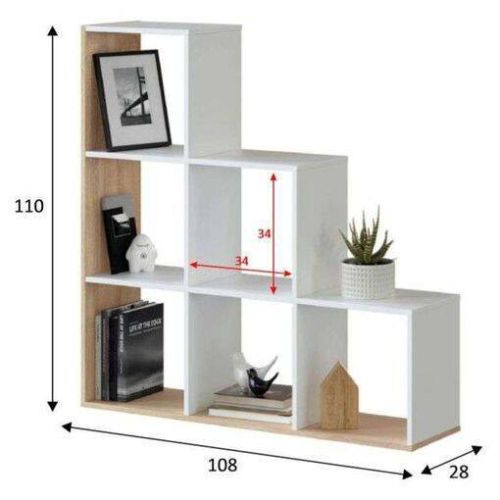 Estantería decorativa de melamina MULK-PLUS con 6 huecos 0F2254A