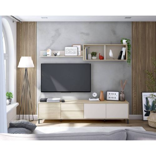 Composición de Salón 0N6609F con Mueble TV Roble Canadian/Cachemir