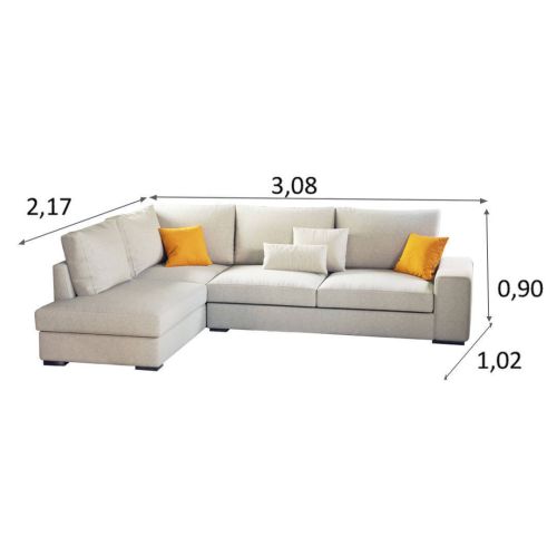 Sofá Chaise Longue 4 Plazas HORUS en Tela Izquierda