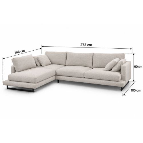 Sofá Chaise Longue QUEEN Izquierdo con Patas Altas 273 cm
