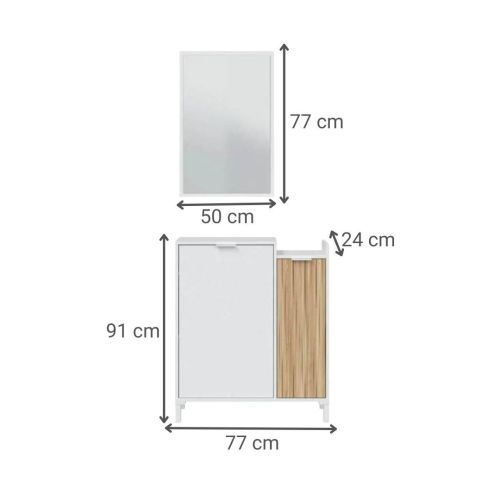 Mueble Recibidor ETHNA Blanco Artik/ Natur con Espejo 0E6748A