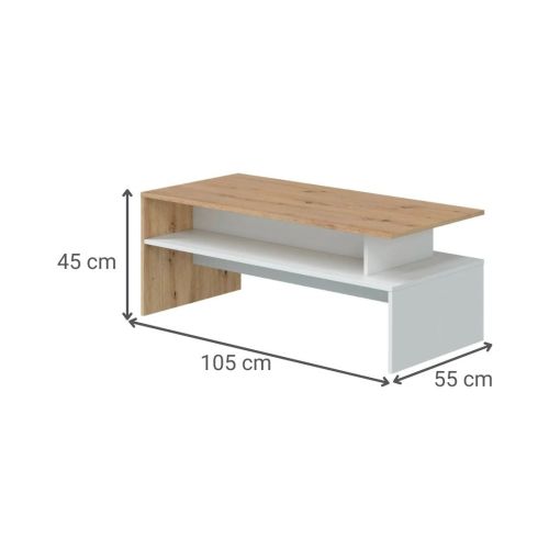 Mesa de Centro de Melamina LYRA Acabada en Roble Nodi/Blanco Artik 011644W