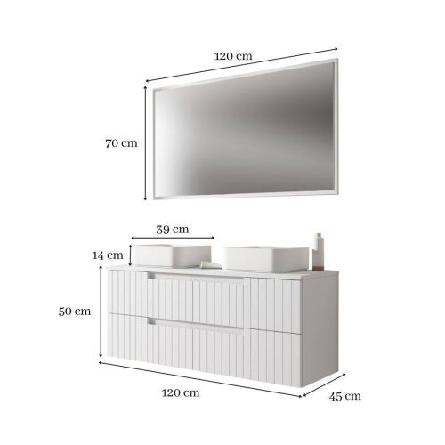 Conjunto de Baño en Blanco Mate con Lavabo CLAIR