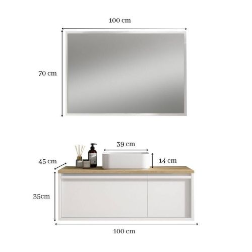 Conjunto de Baño en Blanco en Blanco Mate LOIRA