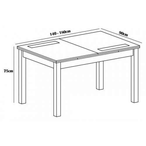Mesa de comedor modelo LARA de 140x90 cm Extensible