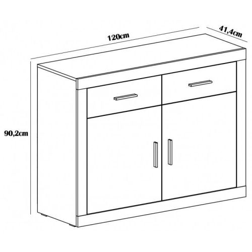 Aparador 2 Puertas LARA en Acabado Cambrian Grafito 120cm