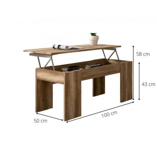Mesa centro elevable modelo Lara color cañón