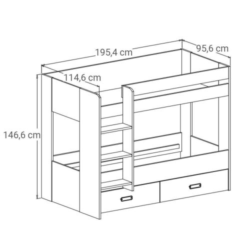 Litera DONALD con dos Cajones de Color Puccini y Andersen