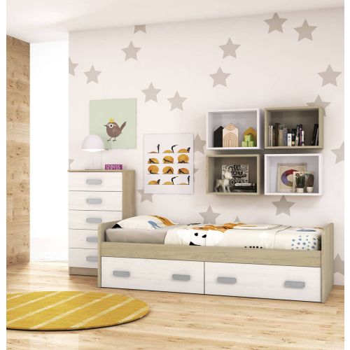 Dormitorio Juvenil DONALD+ 9 en Acabado Puccini y Detalles Andersen