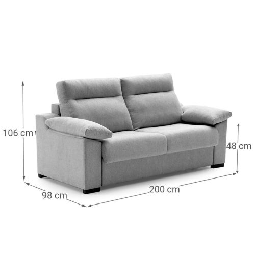 Sofá Cama Italiano 3 Plazas Tapizado en Tela con Colchón de 18 cm TARANCÓN