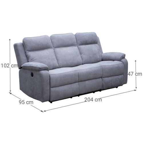 Sofá Relax Eléctrico PANDORA 3 Plazas de Tela Gris