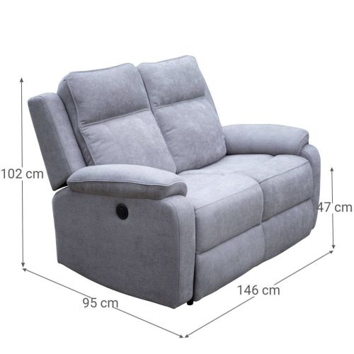 Sofá Relax Eléctrico PANDORA 2 Plazas de Tela Gris