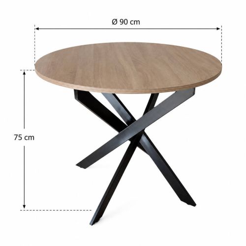 Mesa de Comedor Redonda NEXO con Tablero de Melamina y Metal