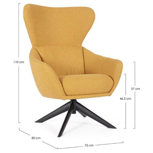 Sillón Giratorio HAILEY con Respaldo Alto y Tapizado Mostaza