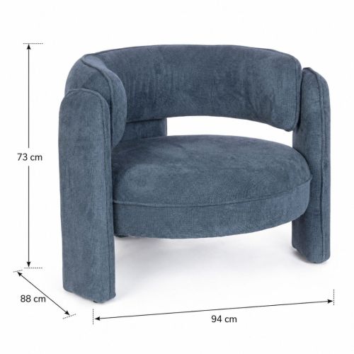 Sillón AISHA Tapizado en Tela Azul con Patas Metálicas 0735251
