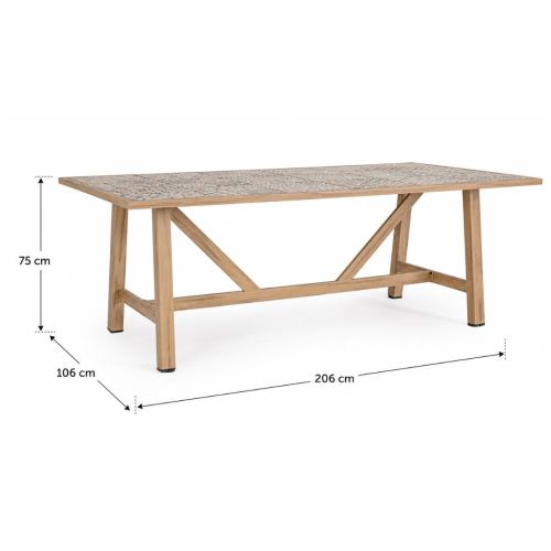Mesa de Jardín KALIMERA con Tablero Porcelánico Efecto Madera 664127