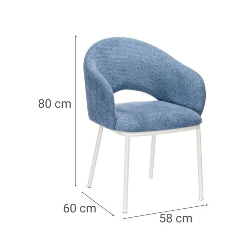 Silla de Comedor CAMILA Tapizada en Tela y Metal Blanco DC-3110