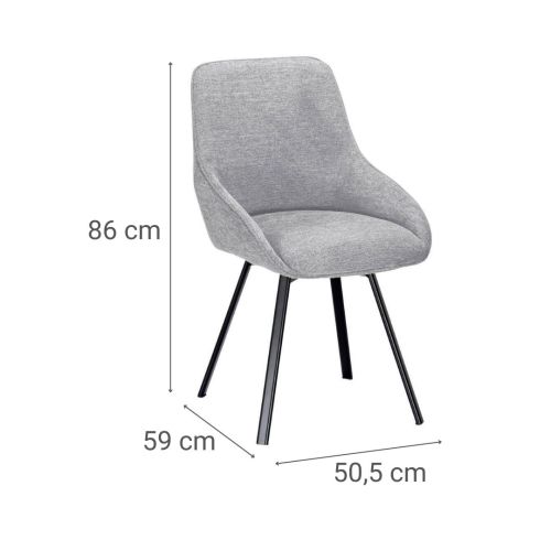 Silla de Comedor Giratoria CARLOTA Tapizada en Tela con Patas de Metal DC-3111
