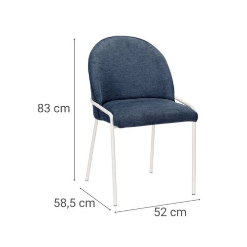 Silla de Comedor SHEILA Tapizada en Tela y Metal Blanco DC-3114