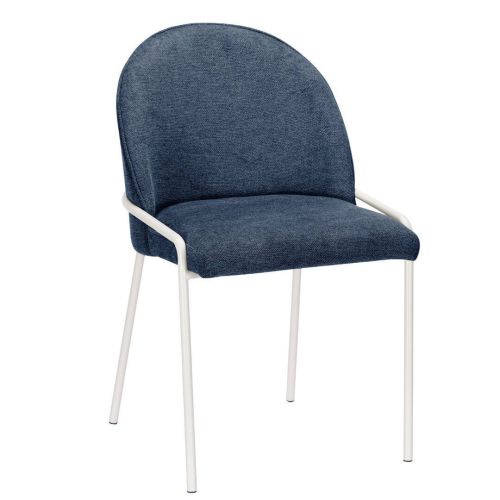 Silla de Comedor SHEILA Tapizada en Tela y Metal Blanco DC-3114