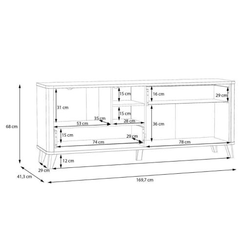 Módulo TV WARDIOL en Blanco Mate y Roble Artisan con 2 Puertas y 2 Cajones WRDT233L-M982