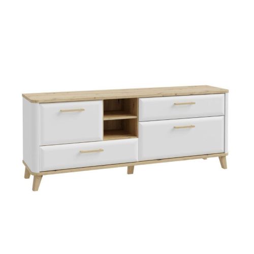 Módulo TV WARDIOL en Blanco Mate y Roble Artisan con 2 Puertas y 2 Cajones WRDT233L-M982