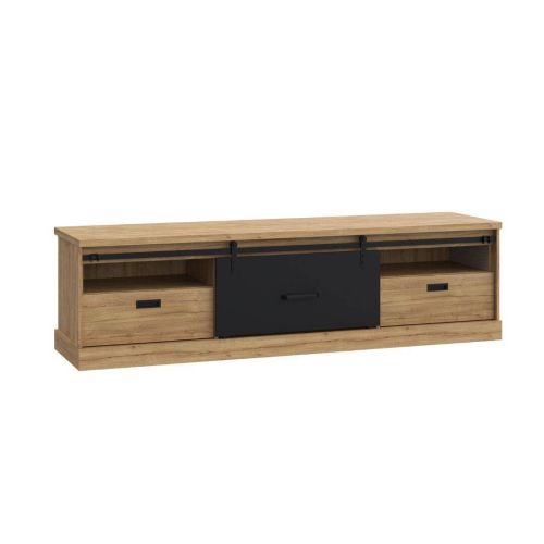 Mueble TV 2 Cajones KASZIMIRO en Roble Waterford y Negro KZMT231-M328