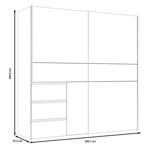 Armario Blanco Mate 2 Puertas y 3 Cajones con Cajonera Exterior W2QS323E71-120