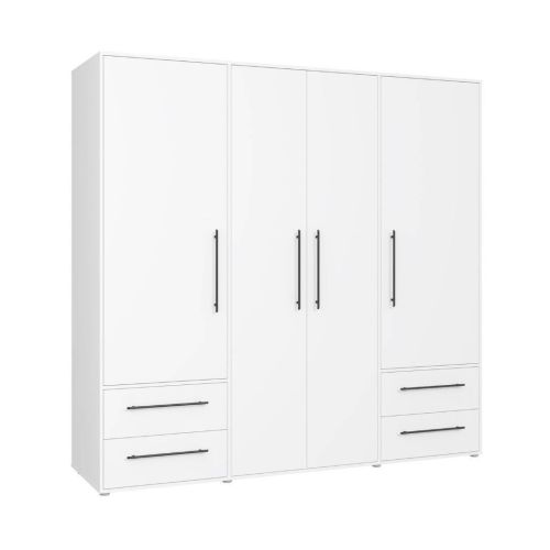 Armario de 4 Puertas W19 Blanco Mate con Tiradores Negros MKSS841-120
