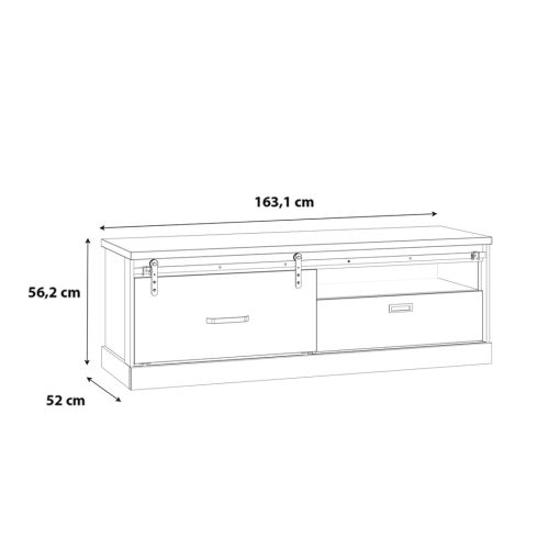 Mueble TV en Roble/Negro de 1 Cajón KZMT221L-M328