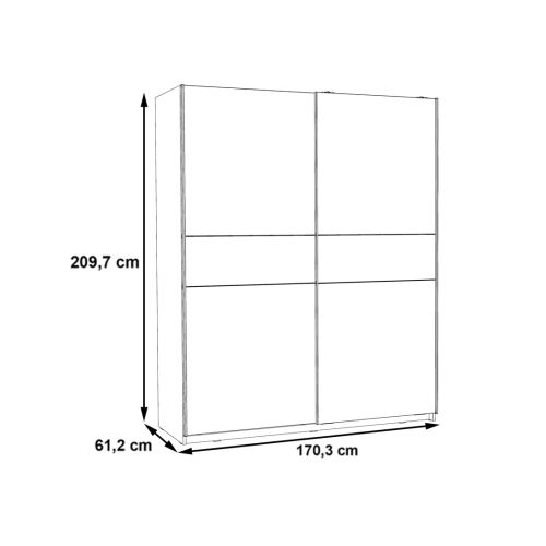 Armario de 2 Puertas Correderas Blanco y Roble Sonoma de 170 cm WNPS823E1-Q89