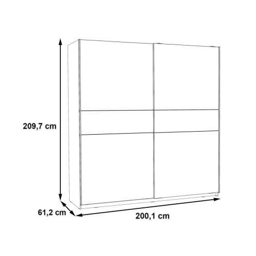 Armario de 2 Puertas Correderas Blanco y Roble Sonoma 200 cm WNPS323E1-Q45