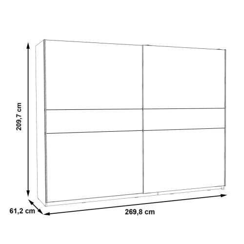 Armario de 2 Puertas Correderas Blanco y Roble Sonoma 269 cm WNPS123E1-Q89