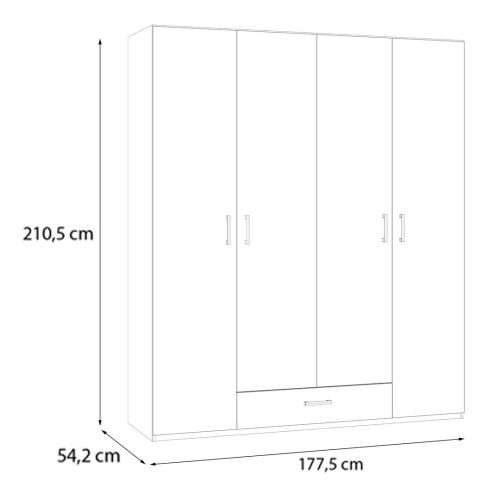 Armario de Dormitorio Color Blanco con 4 Puertas y 1 Cajón ECBS941-120