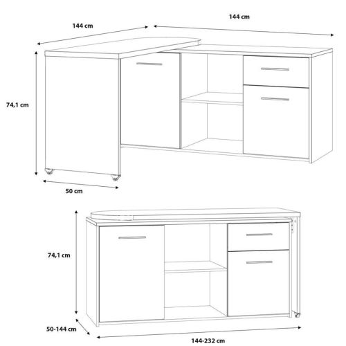 Mueble Multifuncional ALIKLIA con Mesa Giratoria 180º y Ruedas A7