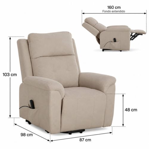 Sillón Relax BEST Power Lift de 3 Motores con Cabezal Eléctrico Beige