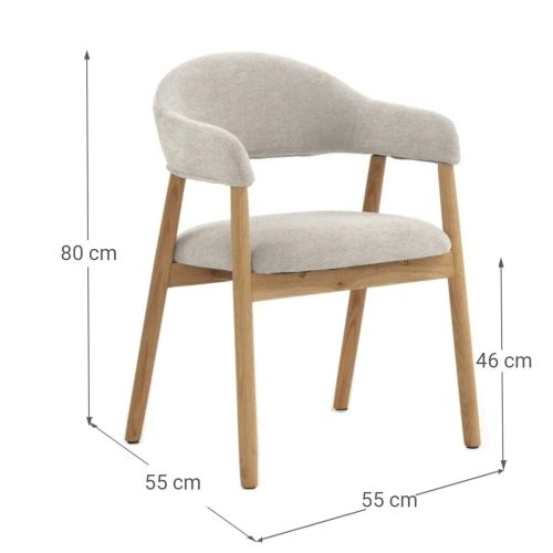 Juego de 4 Sillones GABAR de Estructura de Madera Tapizado en Chenilla Blanca 11330
