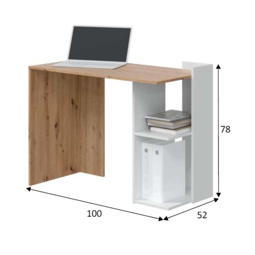 Mesa Escritorio Melamina Estantes Reversibles Roble Nodi y Blanco Artik ACABADO ROBLE NODI Y BLANCO ARTIK 012317W