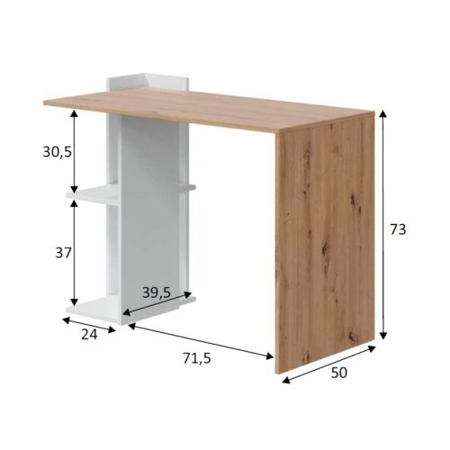 Mesa Escritorio Melamina Estantes Reversibles Roble Nodi y Blanco Artik ACABADO ROBLE NODI Y BLANCO ARTIK 012317W